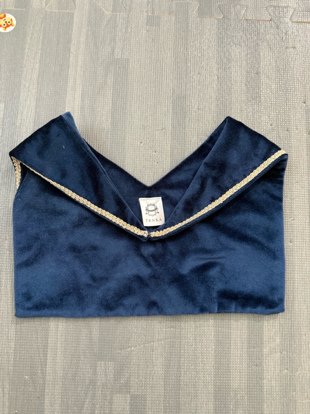 TRNKA Navy Velvet Sailor Collar with Gold Trim